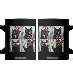 Funny Patriotic Black British Shorthair Cat Selfie Coffee Mug TS12 Black Print Your Wear