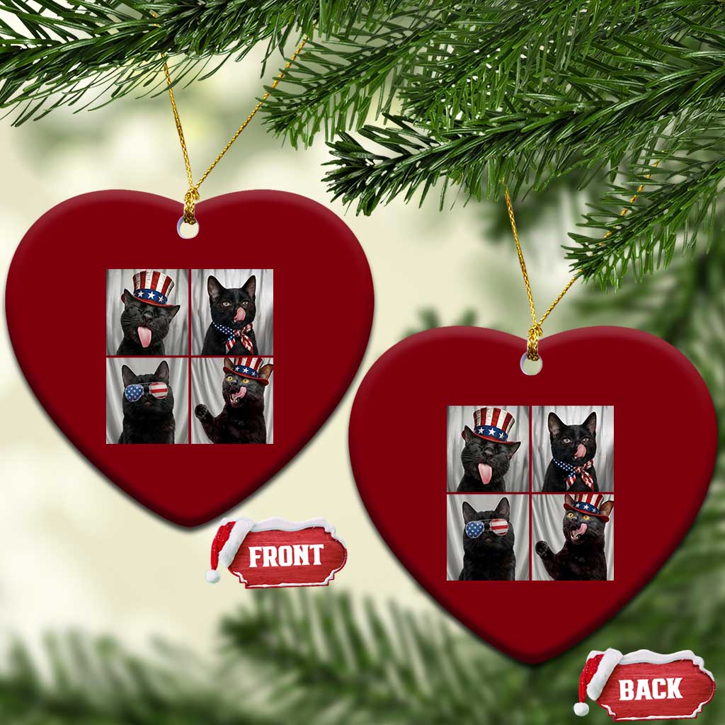 Funny Patriotic Black British Shorthair Cat Selfie Ceramic Ornament TS12 Print Your Wear