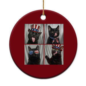 Funny Patriotic Black British Shorthair Cat Selfie Ceramic Ornament TS12 1pc Red Print Your Wear