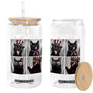 Funny Patriotic Black British Shorthair Cat Selfie Glass Can TS12 Print Your Wear