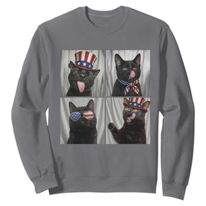 Funny Patriotic Black British Shorthair Cat Selfie Sweatshirt TS12 Charcoal Print Your Wear