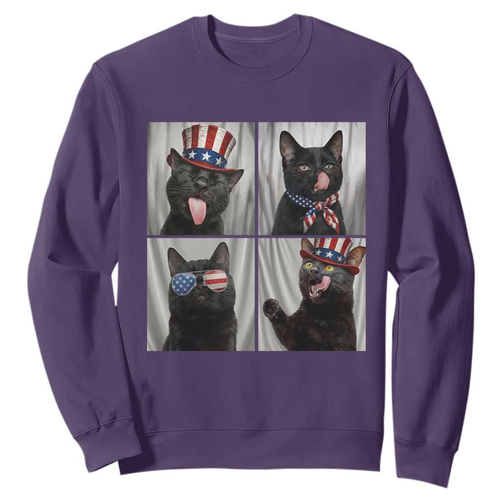 Funny Patriotic Black British Shorthair Cat Selfie Sweatshirt TS12 Purple Print Your Wear