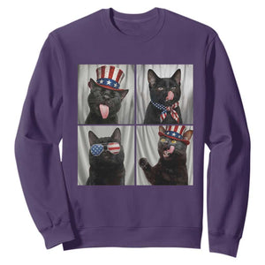 Funny Patriotic Black British Shorthair Cat Selfie Sweatshirt TS12 Purple Print Your Wear