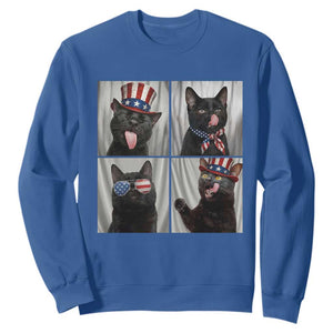 Funny Patriotic Black British Shorthair Cat Selfie Sweatshirt TS12 Royal Blue Print Your Wear