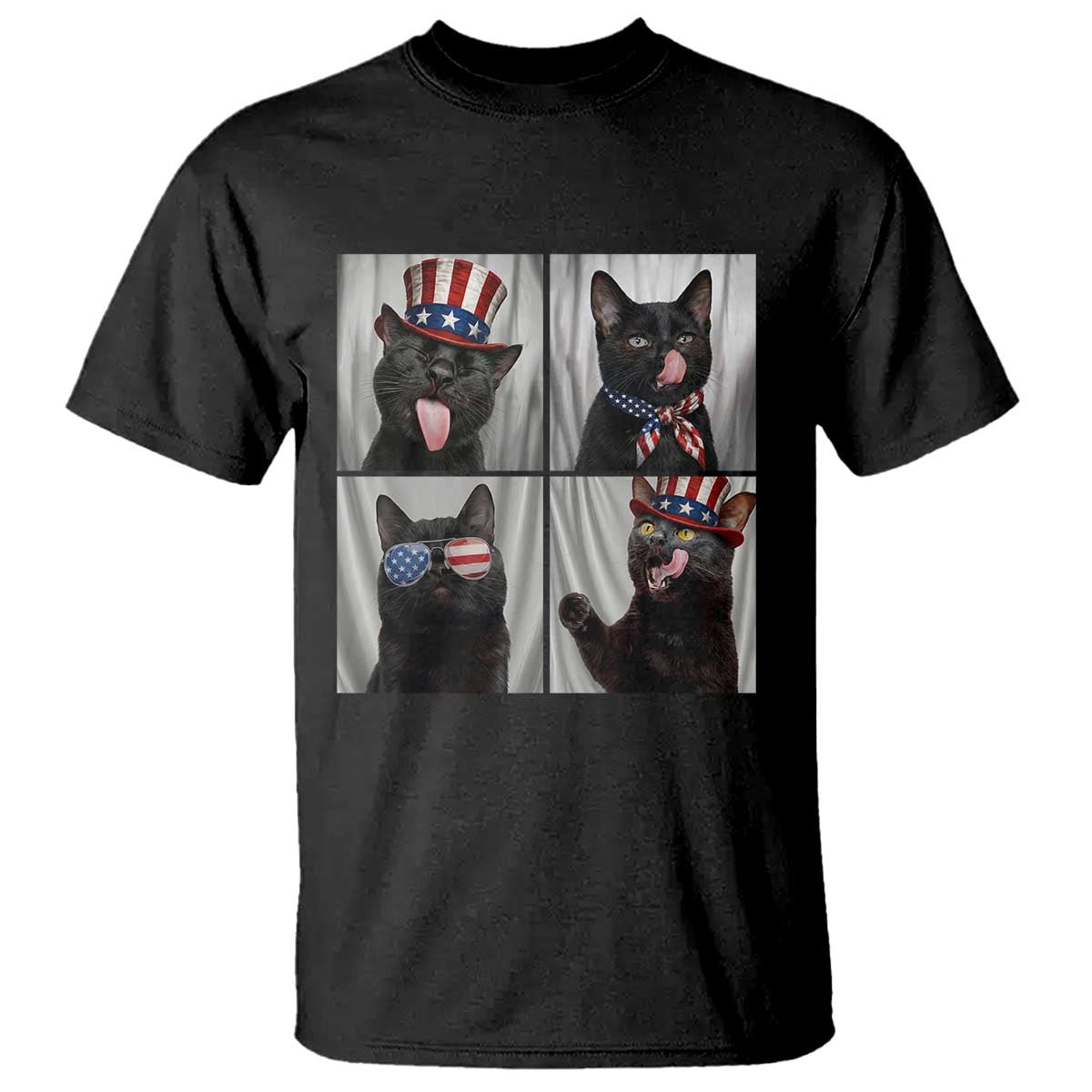 Funny Patriotic Black British Shorthair Cat Selfie T Shirt TS12 Black Print Your Wear