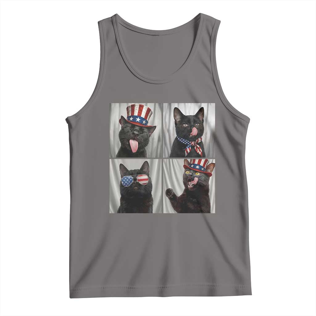 Funny Patriotic Black British Shorthair Cat Selfie Tank Top TS12 Deep Heather Print Your Wear