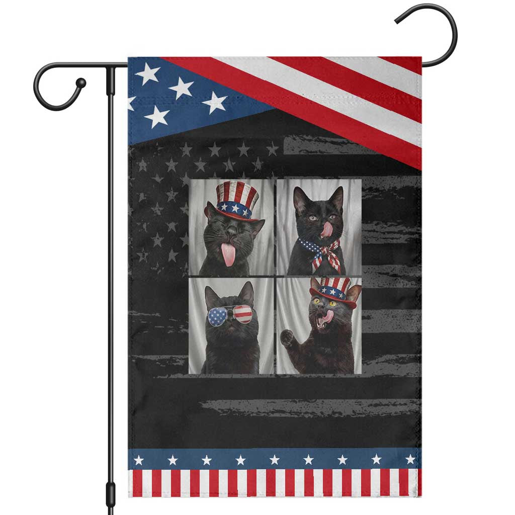 Funny Black British Shorthair Cat Selfie Patriotic Garden Flag TS12 Distressed Black Blue Print Your Wear