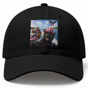Patriotic Bigfoot And Cat Baseball Cap Chill The Fourth Out TS12 Print Your Wear