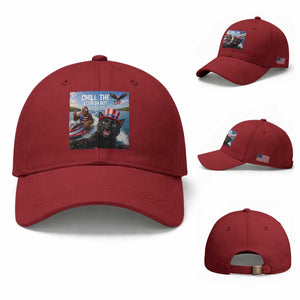 Patriotic Bigfoot And Cat Baseball Cap Chill The Fourth Out TS12 Baseball Cap Universal Fit Cherry Red Print Your Wear