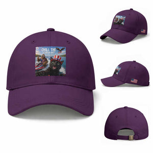 Patriotic Bigfoot And Cat Baseball Cap Chill The Fourth Out TS12 Baseball Cap Universal Fit Purple Print Your Wear