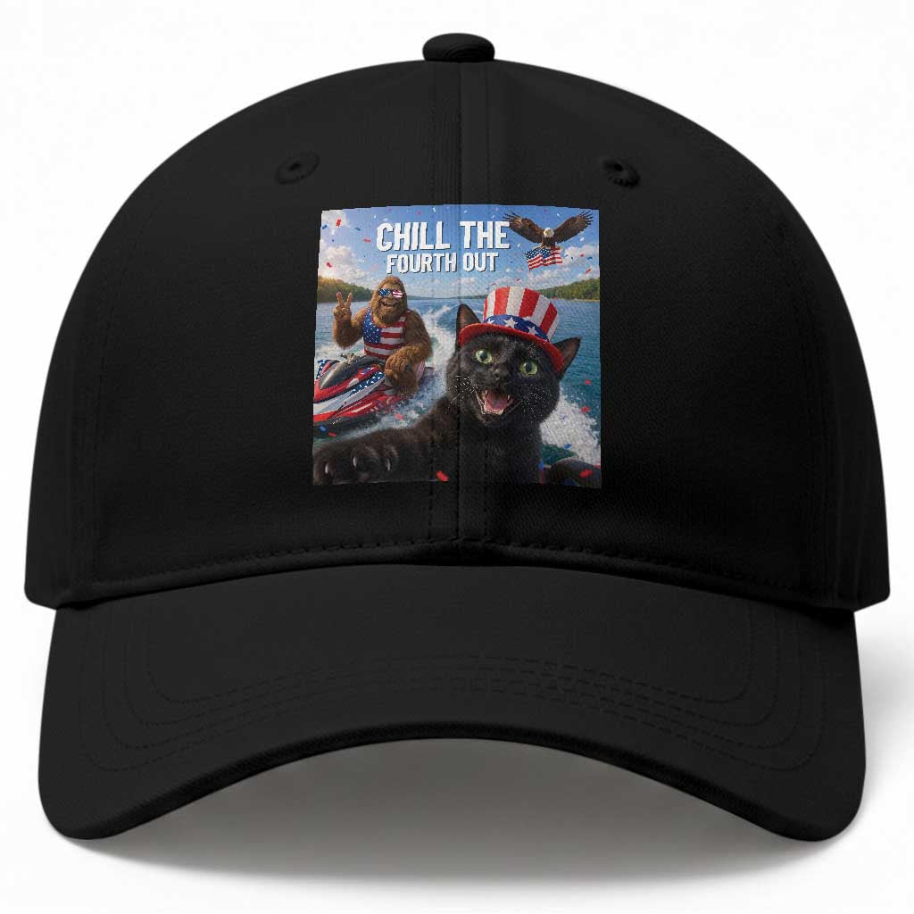 Patriotic Bigfoot And Cat Baseball Cap Chill The Fourth Out TS12 Print Your Wear