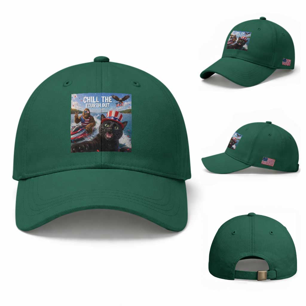 Patriotic Bigfoot And Cat Baseball Cap Chill The Fourth Out TS12 Baseball Cap Universal Fit Irish Green Print Your Wear