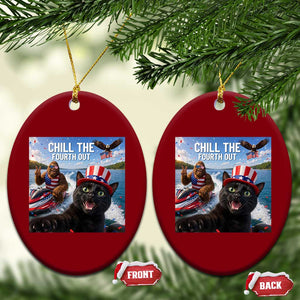 Patriotic Bigfoot And Cat Ceramic Ornament Chill The Fourth Out TS12 Print Your Wear