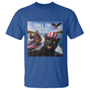 Patriotic Bigfoot And Cat T Shirt Chill The Fourth Out TS12 Royal Blue Print Your Wear