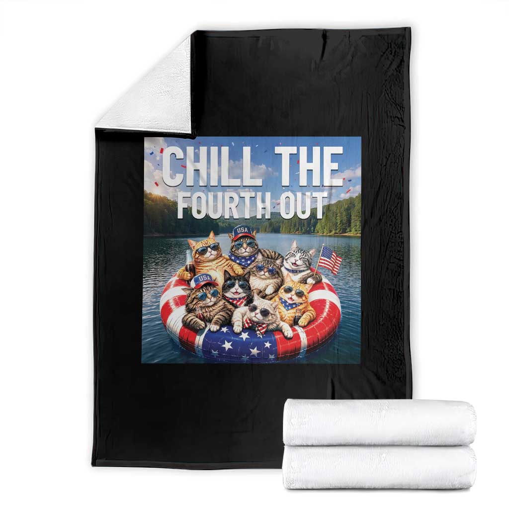 Funny Americana Cat Squad Throw Blanket Chill The Fourth Out TS12 Black Print Your Wear