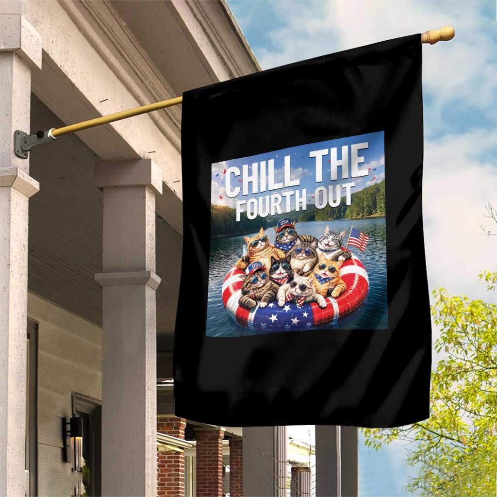 Funny Americana Cat Squad Garden Flag Chill The Fourth Out TS12 Print Your Wear