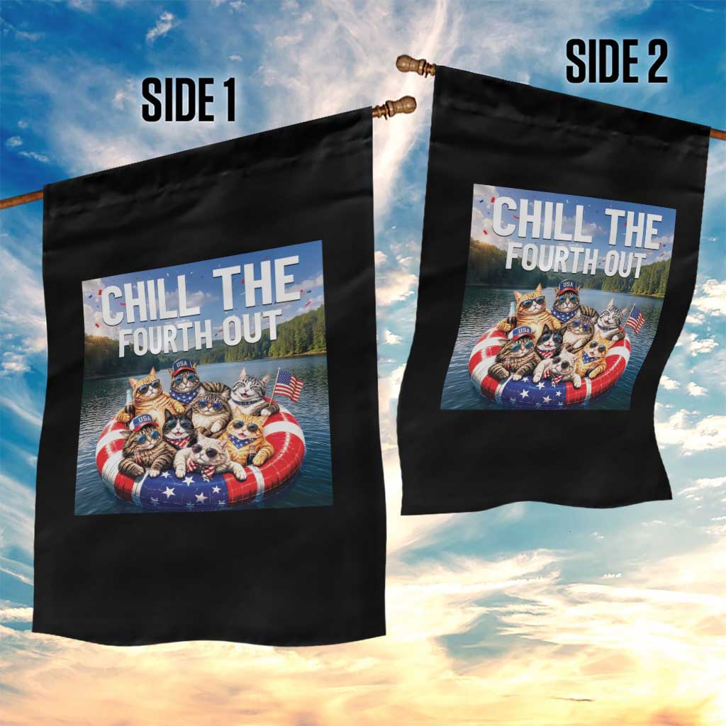 Funny Americana Cat Squad Garden Flag Chill The Fourth Out TS12 Print Your Wear