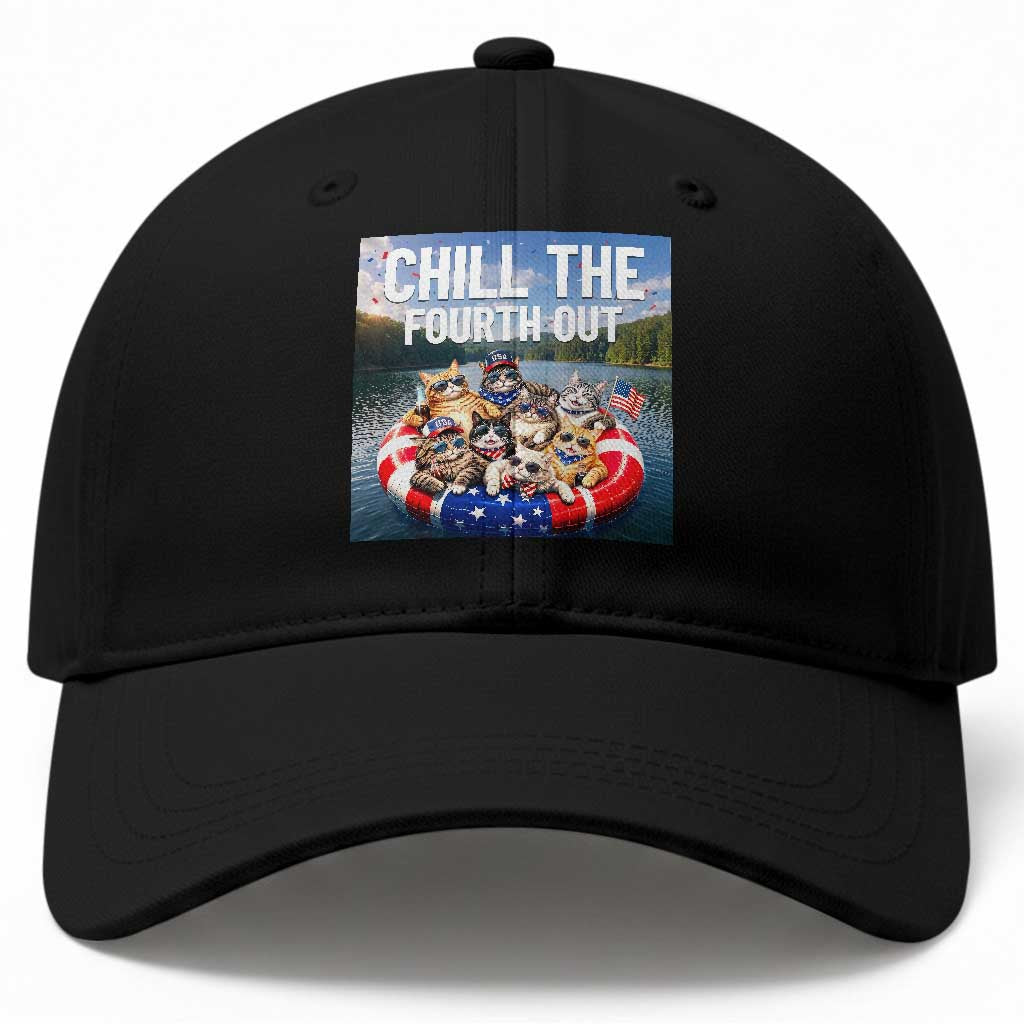 Funny Americana Cat Squad Baseball Cap Chill The Fourth Out TS12 Print Your Wear