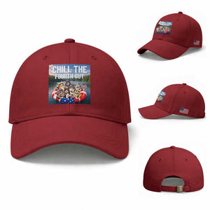Funny Americana Cat Squad Baseball Cap Chill The Fourth Out TS12 Baseball Cap Universal Fit Cherry Red Print Your Wear