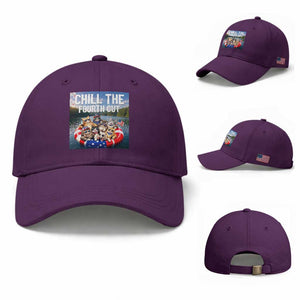 Funny Americana Cat Squad Baseball Cap Chill The Fourth Out TS12 Baseball Cap Universal Fit Purple Print Your Wear