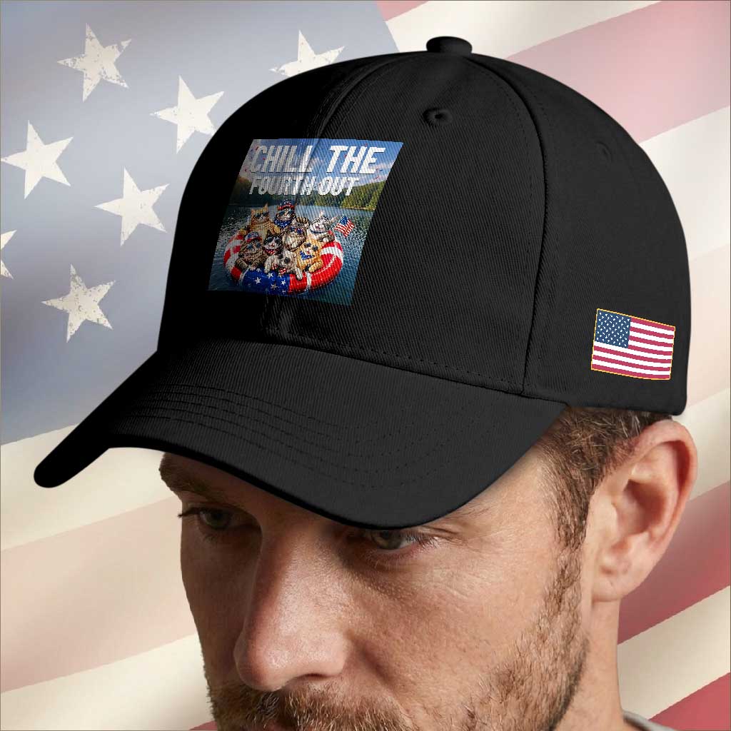 Funny Americana Cat Squad Baseball Cap Chill The Fourth Out TS12 Print Your Wear