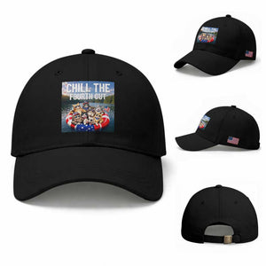 Funny Americana Cat Squad Baseball Cap Chill The Fourth Out TS12 Baseball Cap Universal Fit Black Print Your Wear