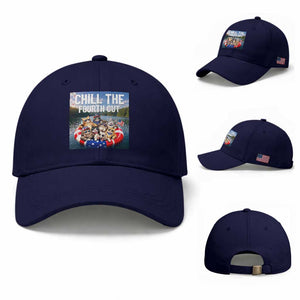 Funny Americana Cat Squad Baseball Cap Chill The Fourth Out TS12 Baseball Cap Universal Fit Dark Blue Print Your Wear