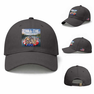 Funny Americana Cat Squad Baseball Cap Chill The Fourth Out TS12 Baseball Cap Universal Fit Dark Gray Print Your Wear