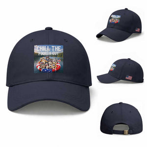 Funny Americana Cat Squad Baseball Cap Chill The Fourth Out TS12 Baseball Cap Universal Fit Navy Print Your Wear