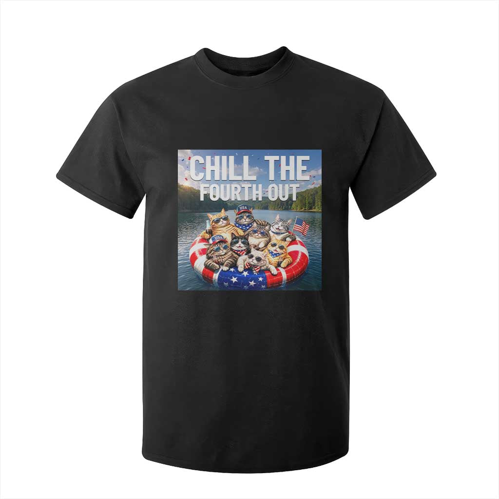 Funny Americana Cat Squad T Shirt For Kid Chill The Fourth Out TS12 Black Print Your Wear