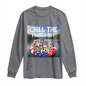 Funny Americana Cat Squad Long Sleeve Shirt Chill The Fourth Out TS12 Charcoal Print Your Wear
