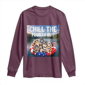 Funny Americana Cat Squad Long Sleeve Shirt Chill The Fourth Out TS12 Maroon Print Your Wear