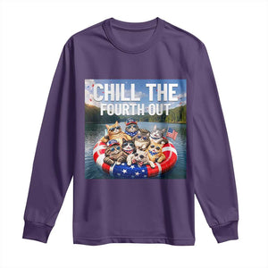 Funny Americana Cat Squad Long Sleeve Shirt Chill The Fourth Out TS12 Purple Print Your Wear
