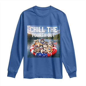 Funny Americana Cat Squad Long Sleeve Shirt Chill The Fourth Out TS12 Royal Blue Print Your Wear