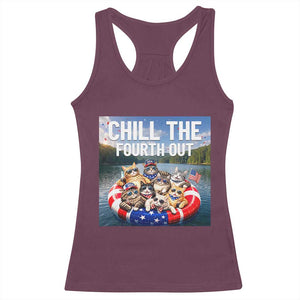 Funny Americana Cat Squad Racerback Tank Top Chill The Fourth Out TS12 Maroon Print Your Wear