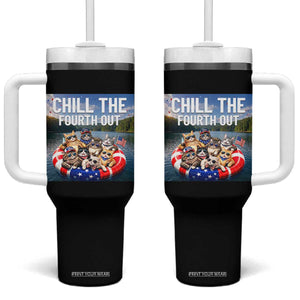Funny Americana Cat Squad Tumbler With Handle Chill The Fourth Out TS12 One Size: 40 oz Black Print Your Wear