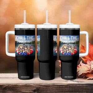 Funny Americana Cat Squad Tumbler With Handle Chill The Fourth Out TS12 Print Your Wear