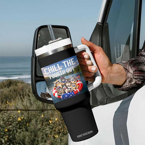 Funny Americana Cat Squad Tumbler With Handle Chill The Fourth Out TS12 Print Your Wear