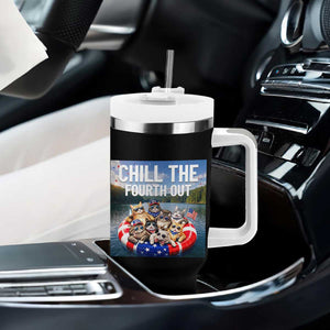 Funny Americana Cat Squad Tumbler With Handle Chill The Fourth Out TS12 Print Your Wear