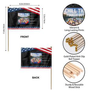 Funny Americana Cat Squad Patriotic Handheld Flag Chill The Fourth Out TS12 Print Your Wear