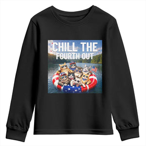 Funny Americana Cat Squad Youth Sweatshirt Chill The Fourth Out TS12 Black Print Your Wear
