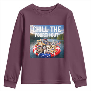Funny Americana Cat Squad Youth Sweatshirt Chill The Fourth Out TS12 Maroon Print Your Wear