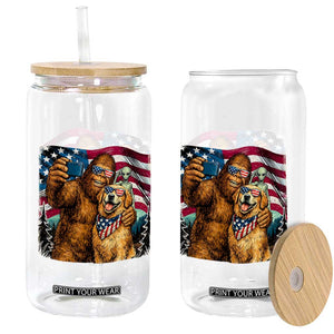 Funny Patriotic Bigfoot Golden Retriever Selfie Squad Glass Can TS12 Print Your Wear