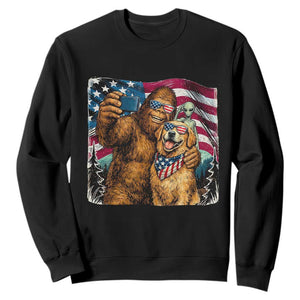 Funny Patriotic Bigfoot Golden Retriever Selfie Squad Sweatshirt TS12 Black Print Your Wear