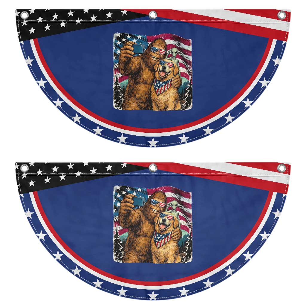 Funny Bigfoot Golden Retriever Selfie Squad Patriotic Fan Flag TS12 2pcs pack Classic Navy Print Your Wear