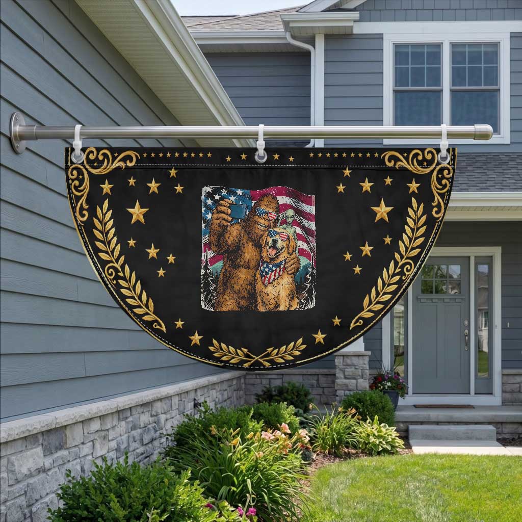 Funny Bigfoot Golden Retriever Selfie Squad Patriotic Fan Flag TS12 2pcs pack Vintage Black Print Your Wear
