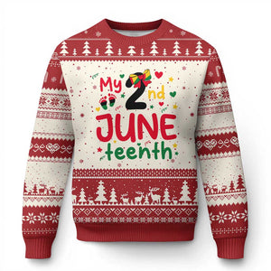 My Second Juneteenth Ugly Christmas Sweater African American Baby Freedom Day TS12 Beige Red Print Your Wear