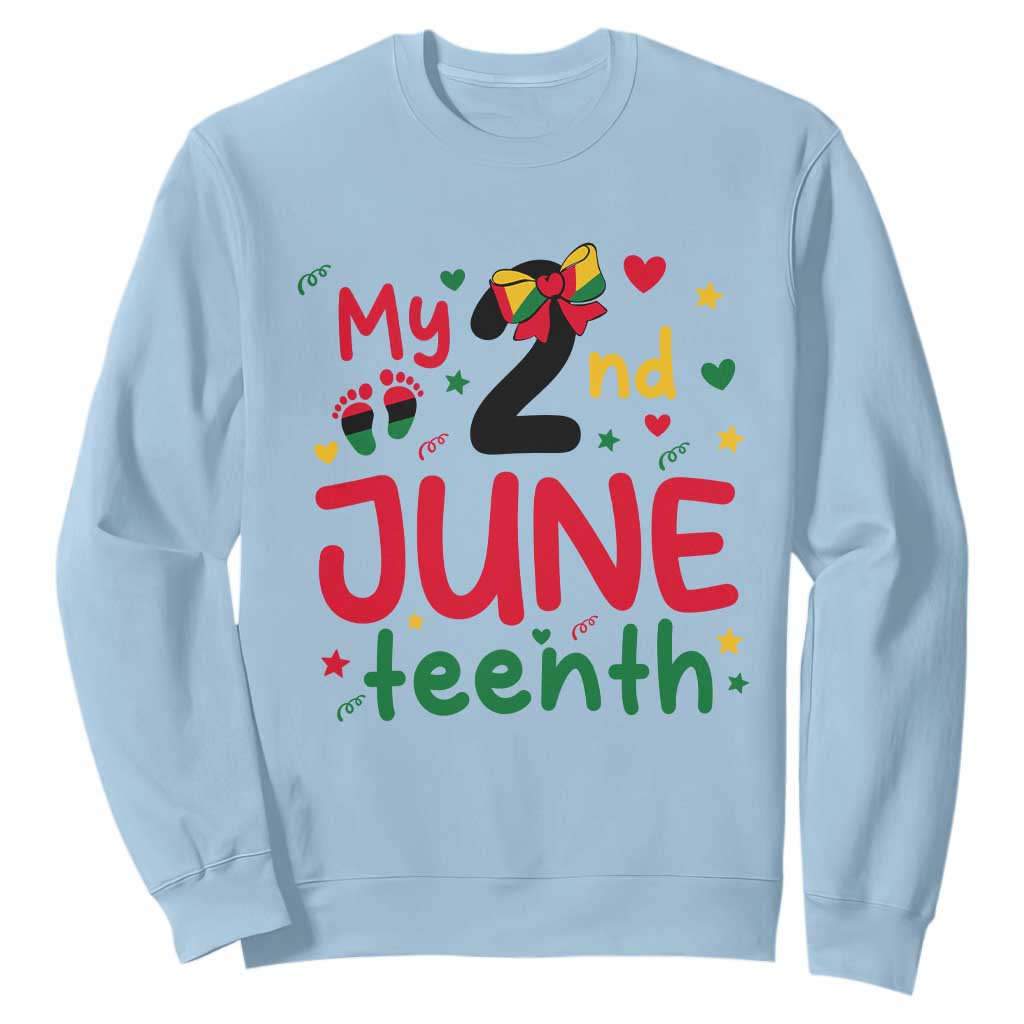 My Second Juneteenth Sweatshirt African American Baby Freedom Day TS12 Light Blue Print Your Wear