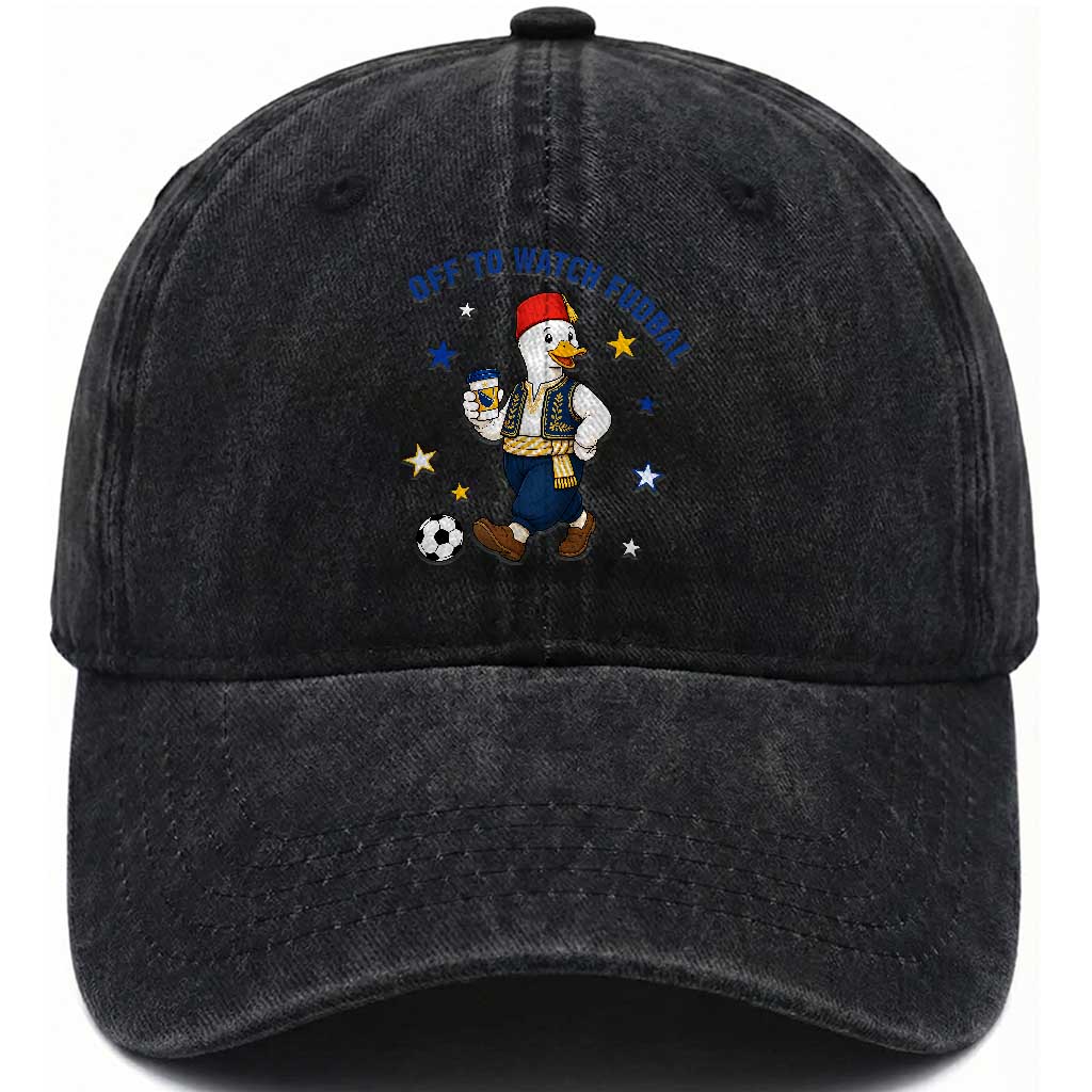 Funny Bosnia Goose Soccer Fan Gift Washed Cotton Baseball Cap Off To Watch Fudbal TS12 Print Your Wear