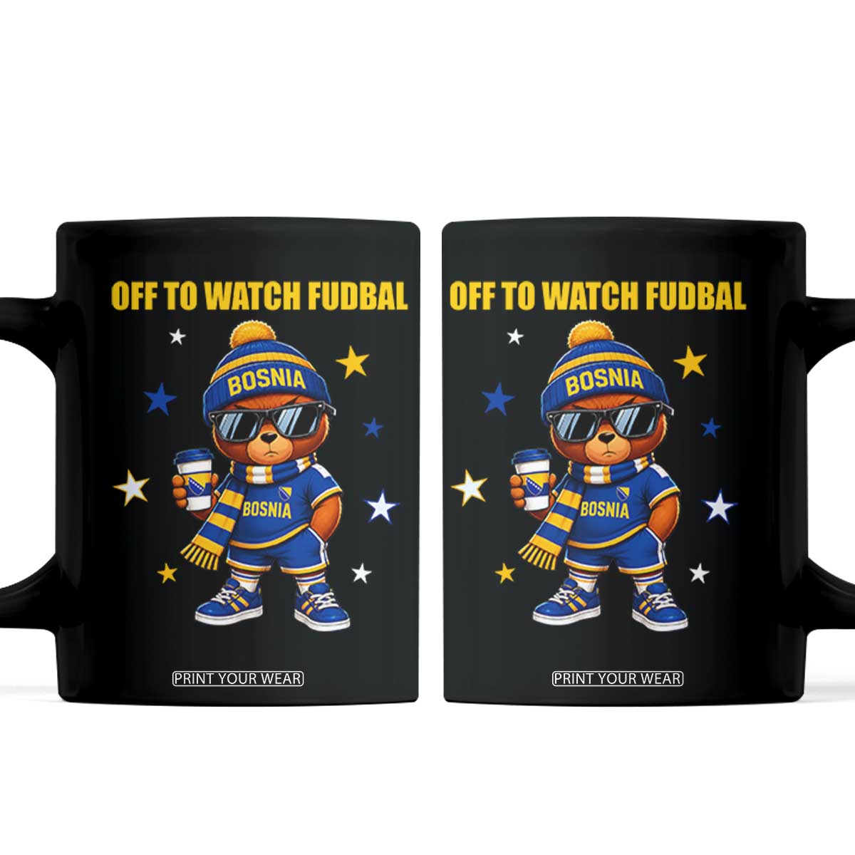 Funny Bosnia Teddy Bear Game Day Gift Coffee Mug Off To Watch Fudbal TS12 Black Print Your Wear